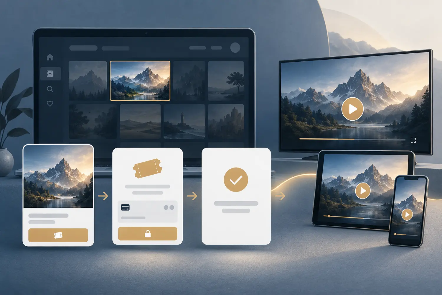 Illustration of subscription-based monetization for recurring viewer access